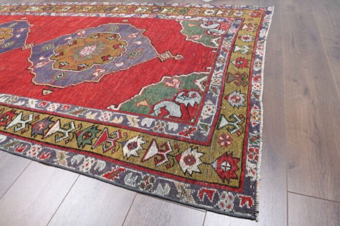 vintage turkish handmade red runner rug 4 1