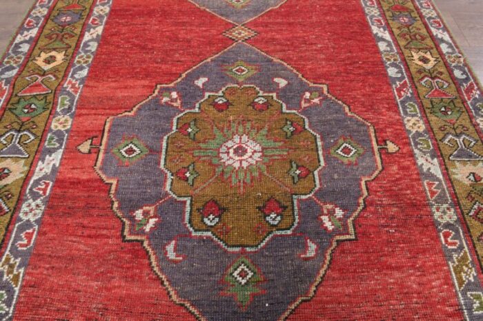 vintage turkish handmade red runner rug 5