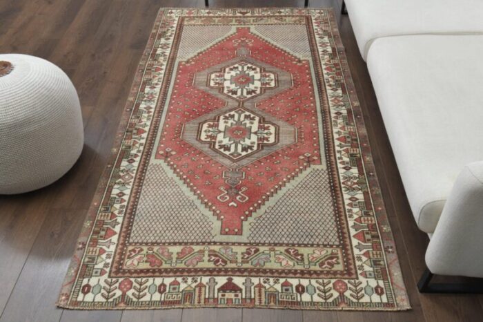 vintage turkish handmade wool area rug anatolia 1960s 1