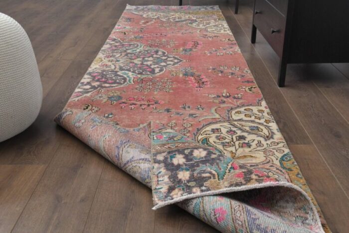 vintage turkish handmade wool oushak runner rug 1960s 3