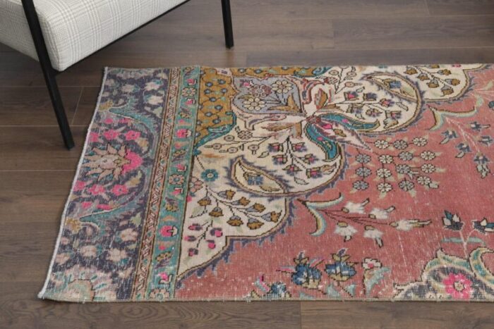 vintage turkish handmade wool oushak runner rug 1960s 6