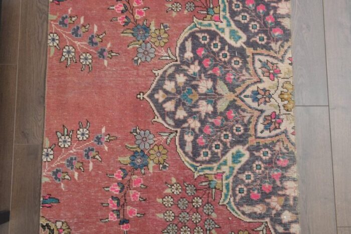 vintage turkish handmade wool oushak runner rug 1960s 8