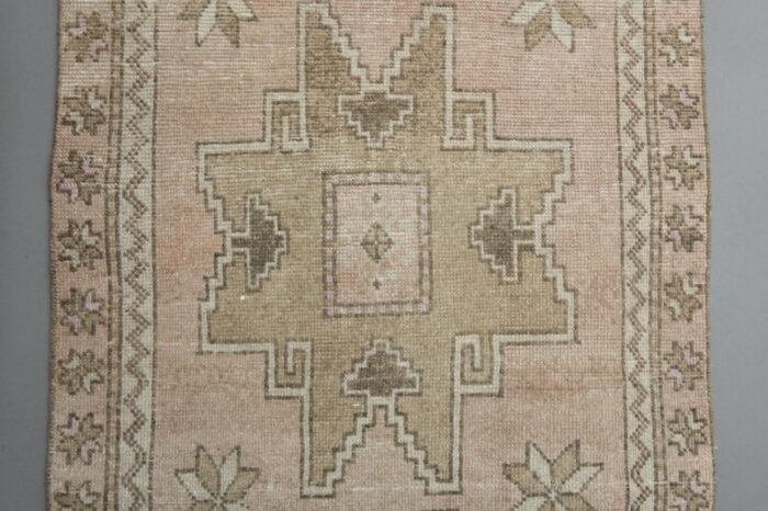 vintage turkish heritage wool oushak rug runner anatolia 1960s 5