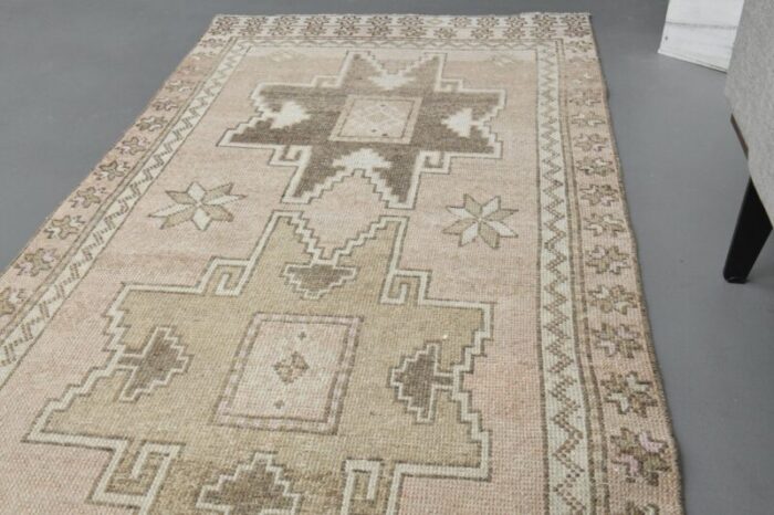 vintage turkish heritage wool oushak rug runner anatolia 1960s 7