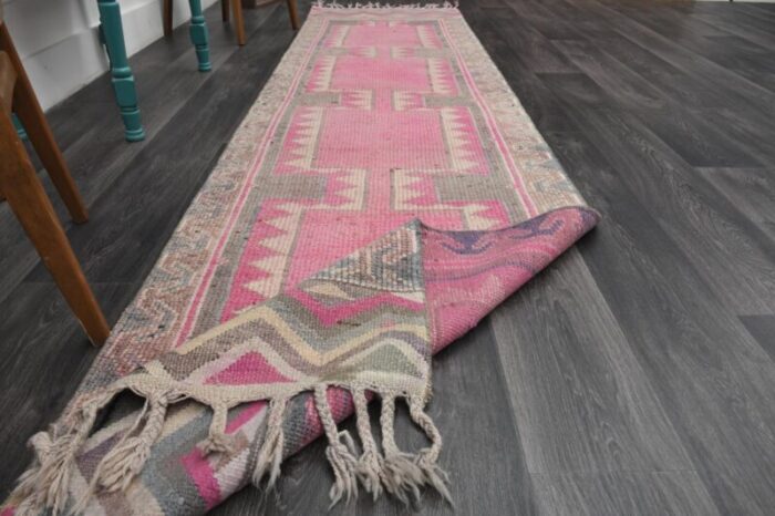 vintage turkish hot red pink runner rug 1960s 10