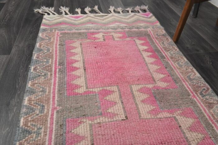 vintage turkish hot red pink runner rug 1960s 5