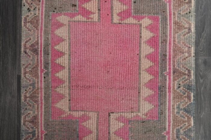 vintage turkish hot red pink runner rug 1960s 6