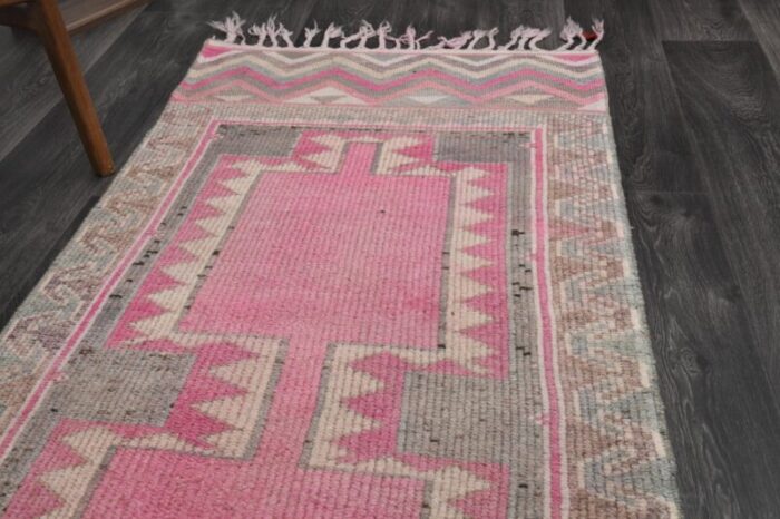 vintage turkish hot red pink runner rug 1960s 7