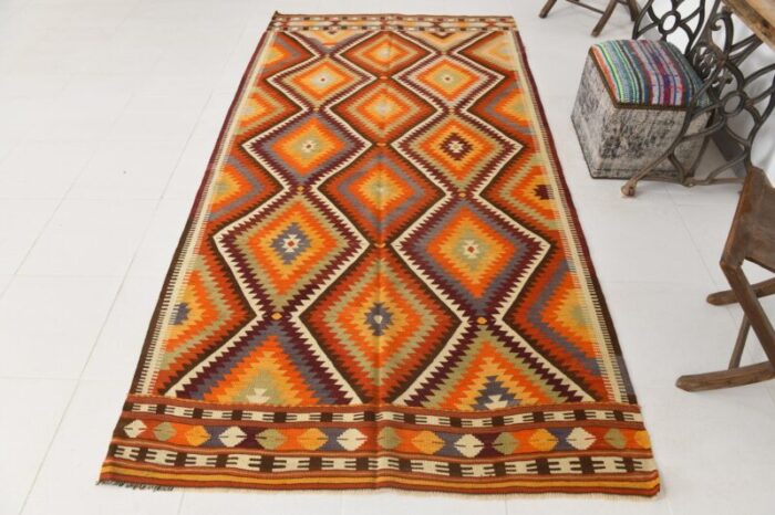 vintage turkish kilim rug in wool 2996