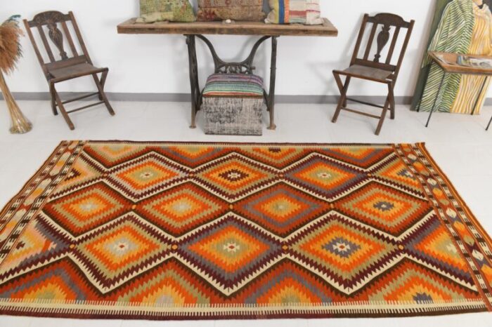 vintage turkish kilim rug in wool 3094