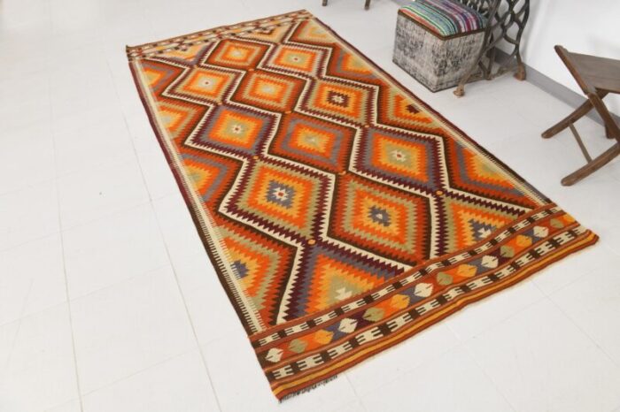 vintage turkish kilim rug in wool 4137