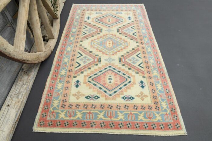 vintage turkish minimalist area rug 2