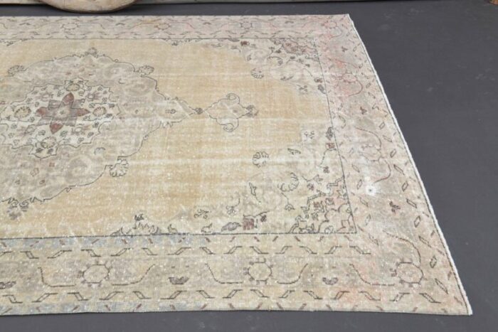 vintage turkish neutral wool oushak rug 7