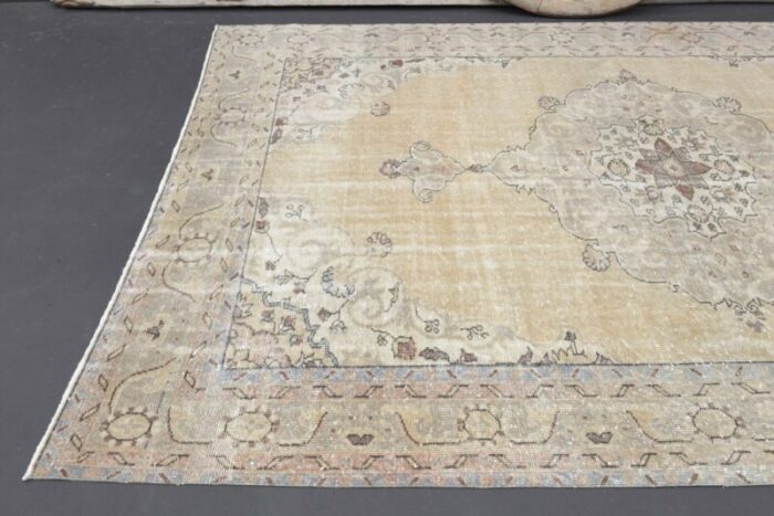 vintage turkish neutral wool oushak rug 8