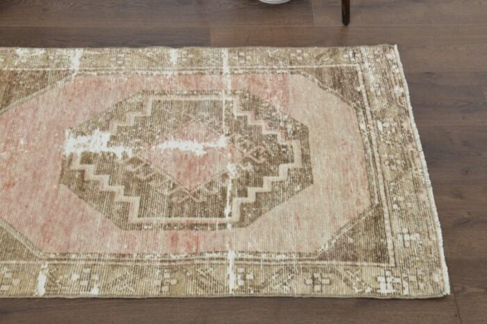 vintage turkish neutral wool runner rug 1960s 4 1