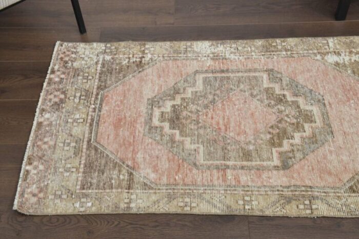 vintage turkish neutral wool runner rug 1960s 6 1