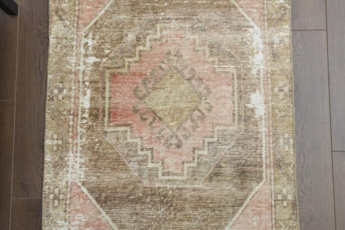 vintage turkish neutral wool runner rug 1960s 7 1