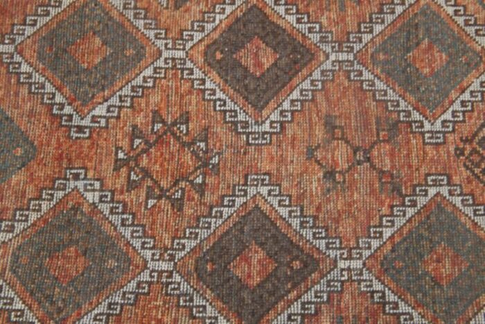 vintage turkish neutral wool runner rug 7