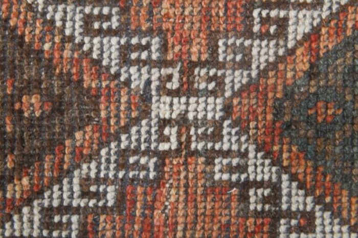 vintage turkish neutral wool runner rug 8