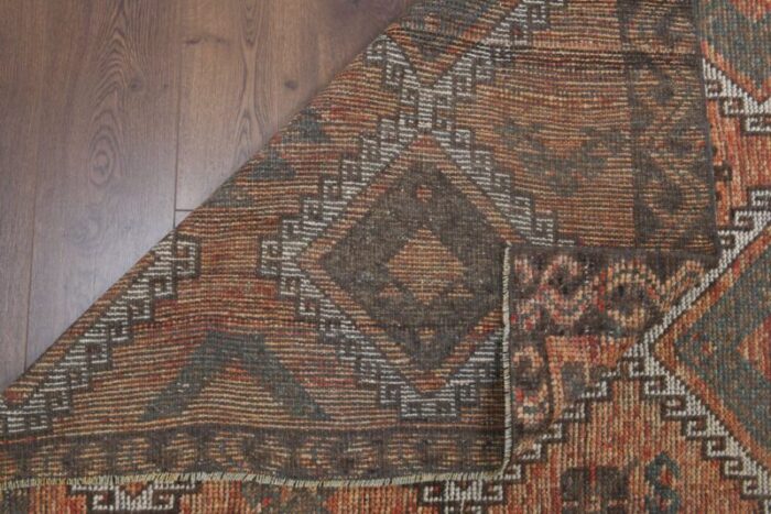 vintage turkish neutral wool runner rug 9