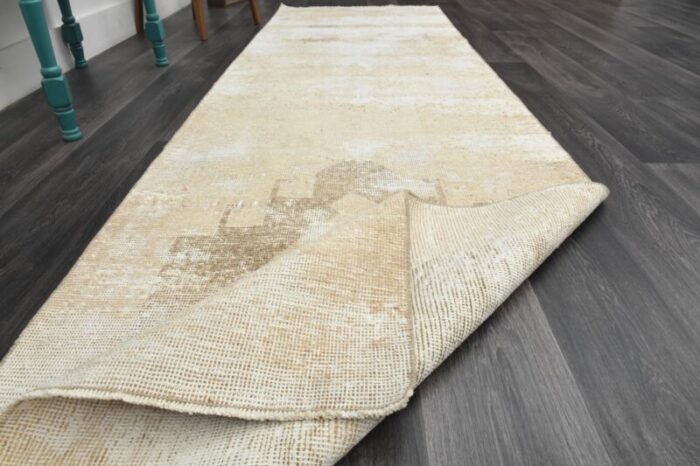 vintage turkish orange beige wool oushak runner rug 1960s 10