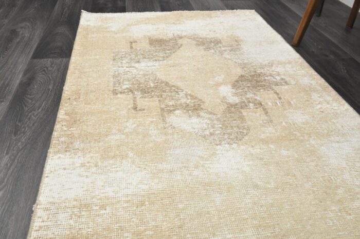 vintage turkish orange beige wool oushak runner rug 1960s 5