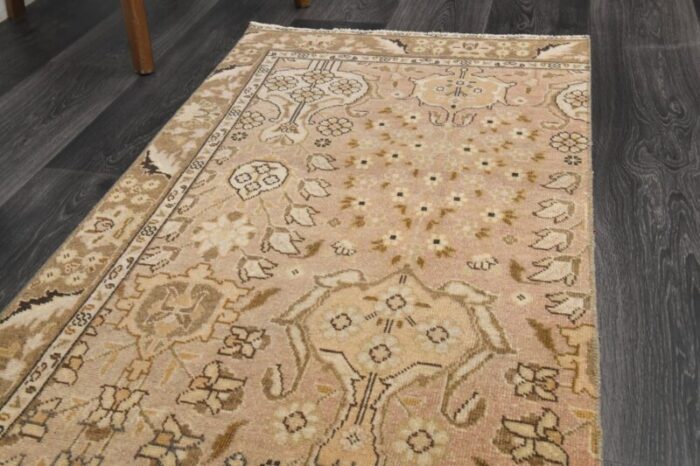 vintage turkish orange floral brown wool runner rug 1960s 7