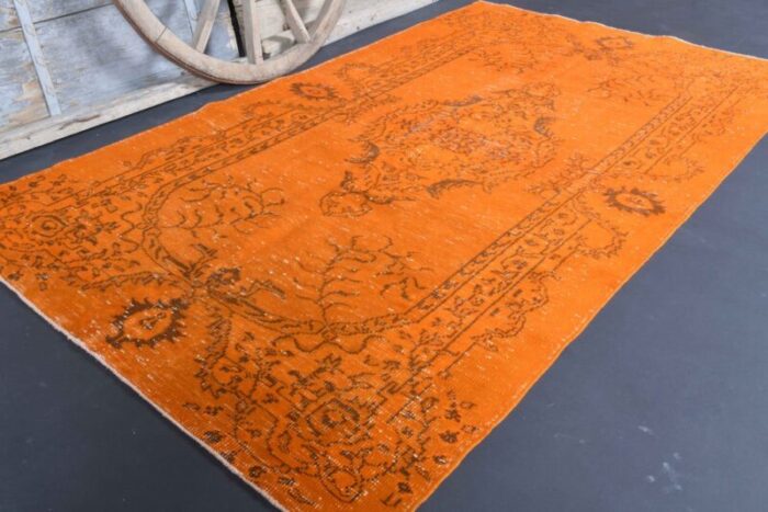 vintage turkish orange floral runner rug 10