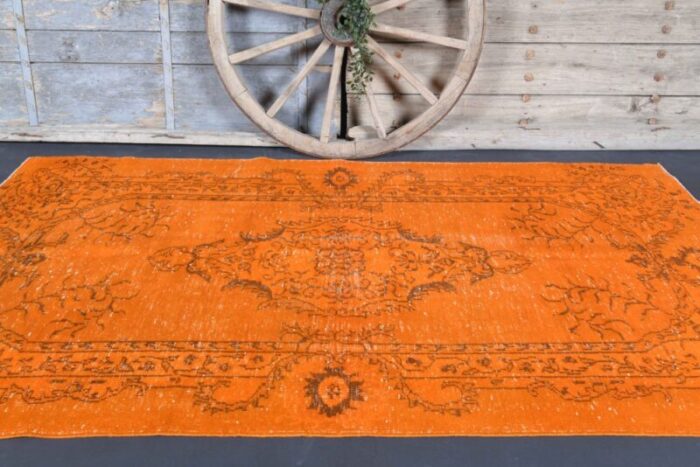 vintage turkish orange floral runner rug 4