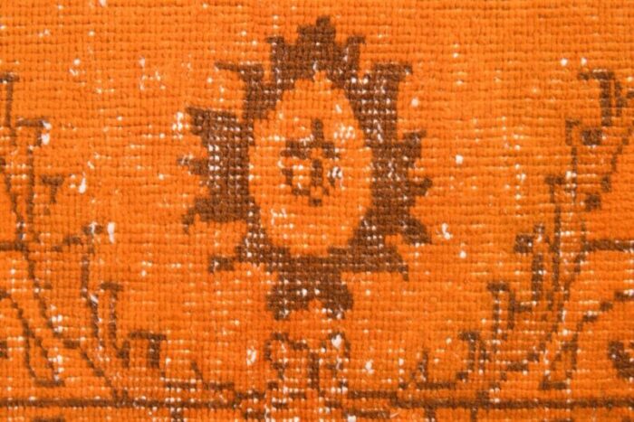 vintage turkish orange floral runner rug 6