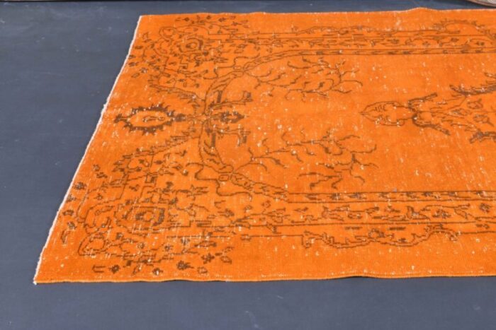 vintage turkish orange floral runner rug 8