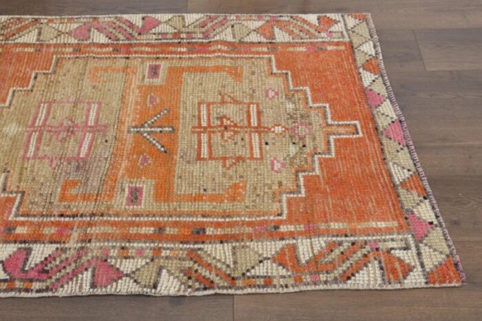 vintage turkish orange oushak runner 1940s 4 1