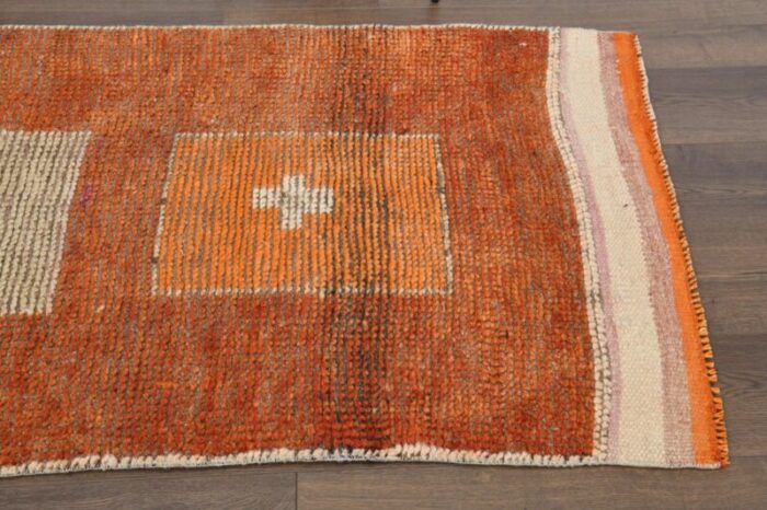 vintage turkish orange oushak runner 1940s 4