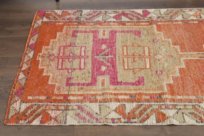 vintage turkish orange oushak runner 1940s 6 1