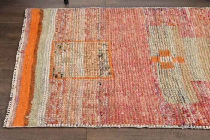 vintage turkish orange oushak runner 1940s 6