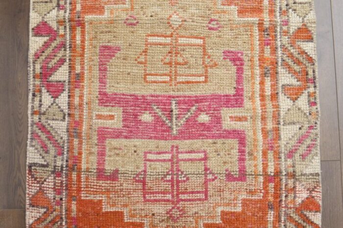 vintage turkish orange oushak runner 1940s 7 1