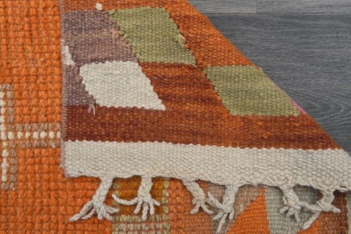 vintage turkish orange oushak runner rug 1960s 9