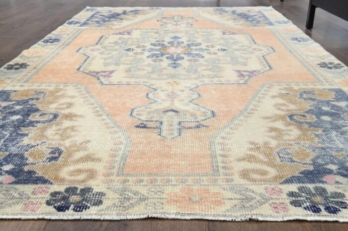 vintage turkish orange wool area rug anatolian 1960s 2