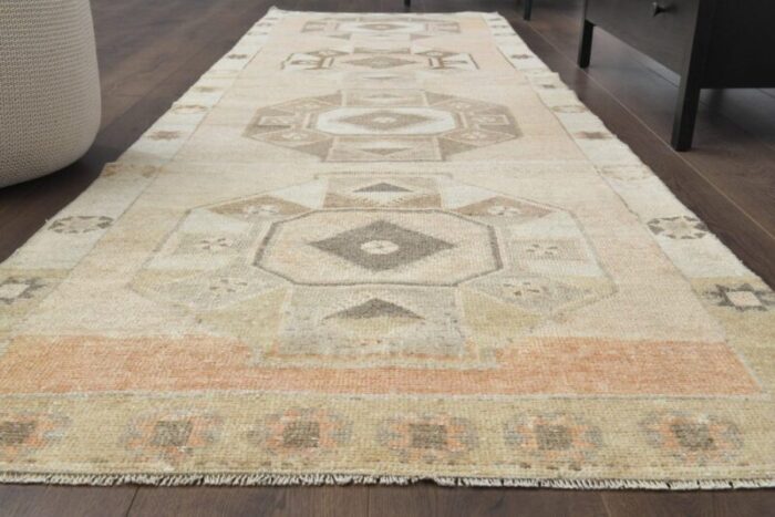 vintage turkish orange wool runner rug 1960s 2