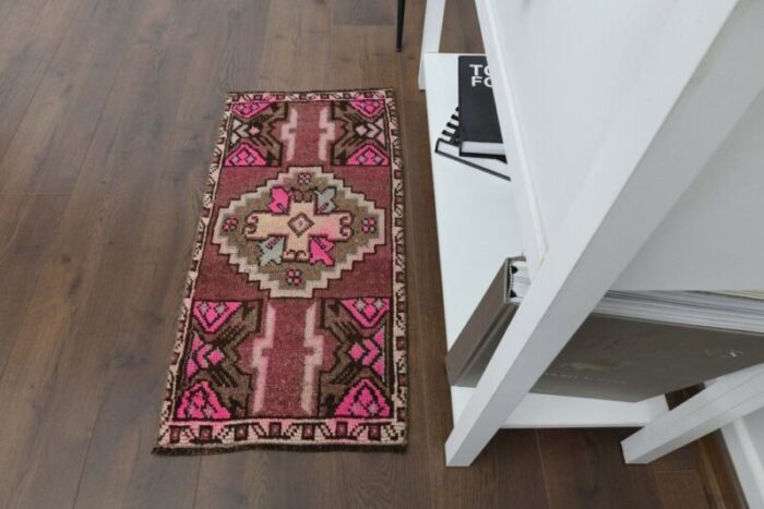 vintage turkish oushak doormat rug 5