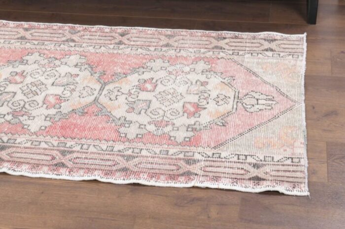 vintage turkish oushak handmade wool runner rug 1960s 2