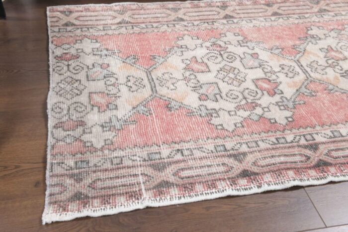 vintage turkish oushak handmade wool runner rug 1960s 8