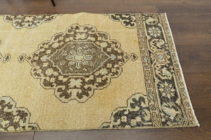 vintage turkish oushak runner rug in wool 1960s 4