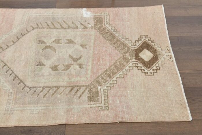 vintage turkish oushak wool runner rug anatolia 1960s 4