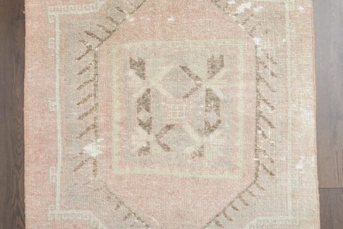 vintage turkish oushak wool runner rug anatolia 1960s 7