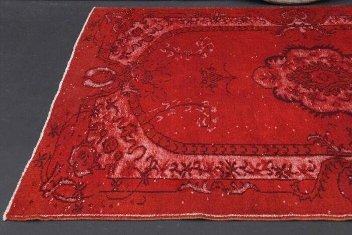 vintage turkish overdyed red rug 10