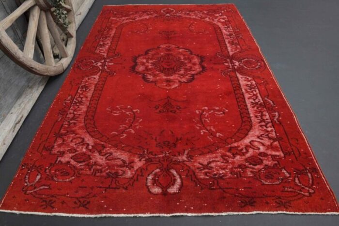 vintage turkish overdyed red rug 3