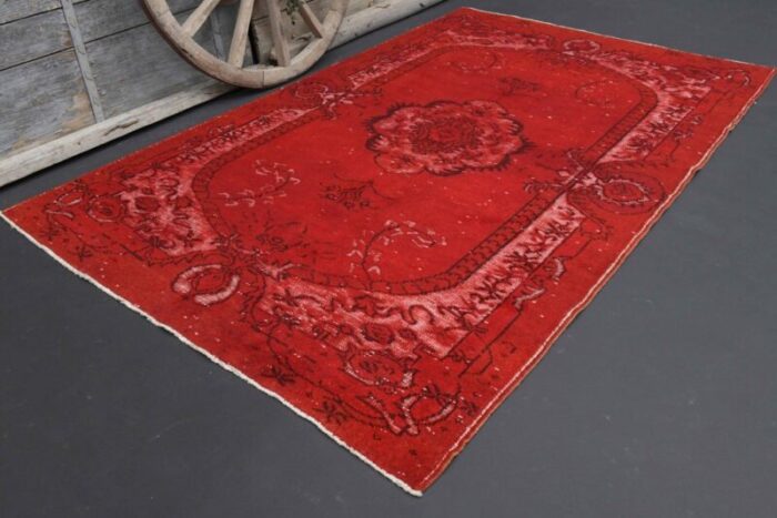 vintage turkish overdyed red rug 5