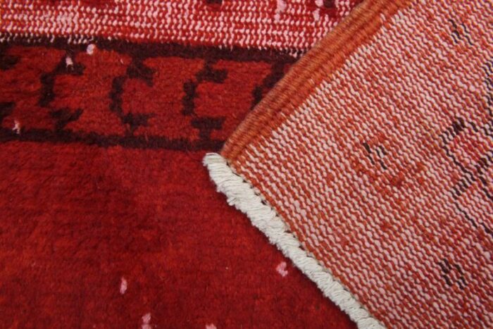 vintage turkish overdyed red rug 7