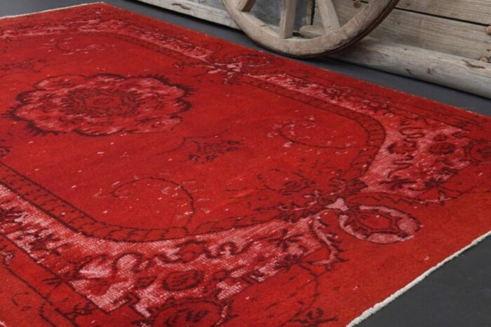 vintage turkish overdyed red rug 8